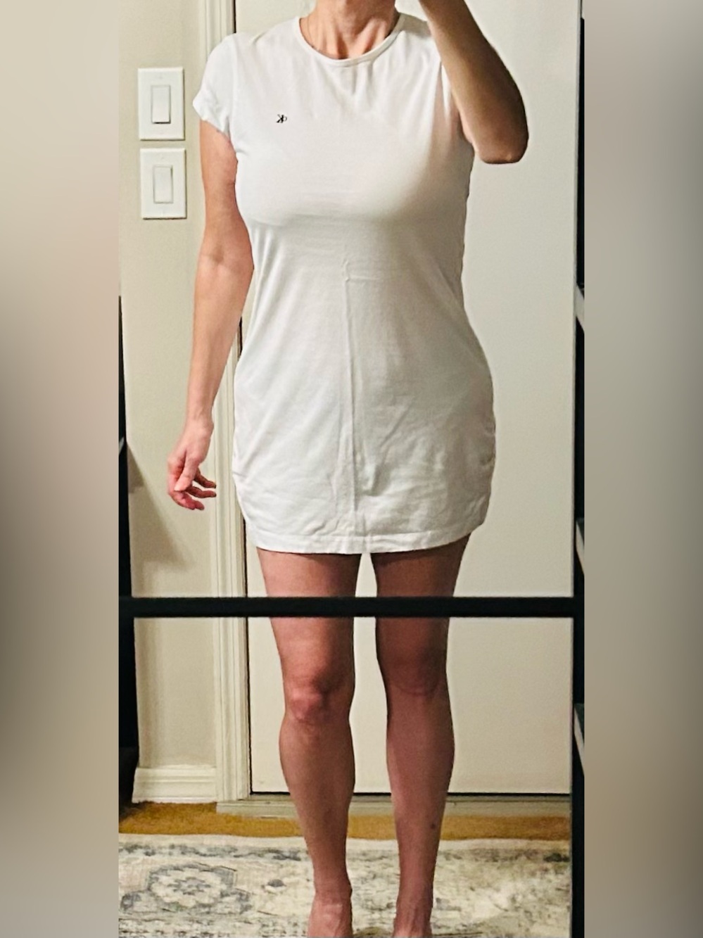 Calvin Klein 100% Cotton T-Shirt Dress with Short Sleeves - White